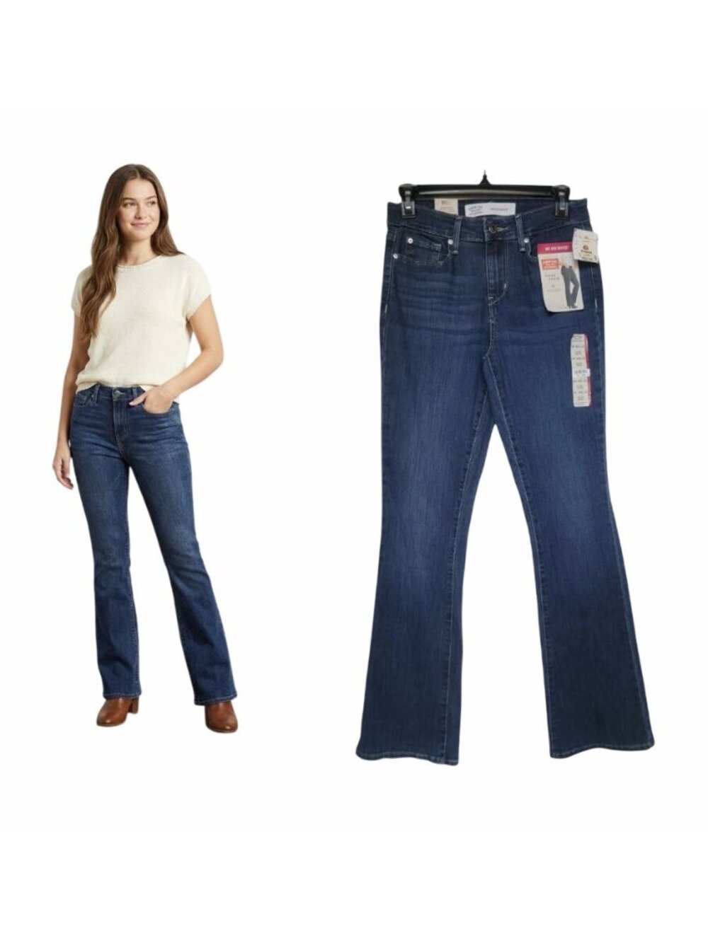 Signature Levi Strauss Women Shaping Jean 2M W26 Mid Rise Bootcut Blue Denim New